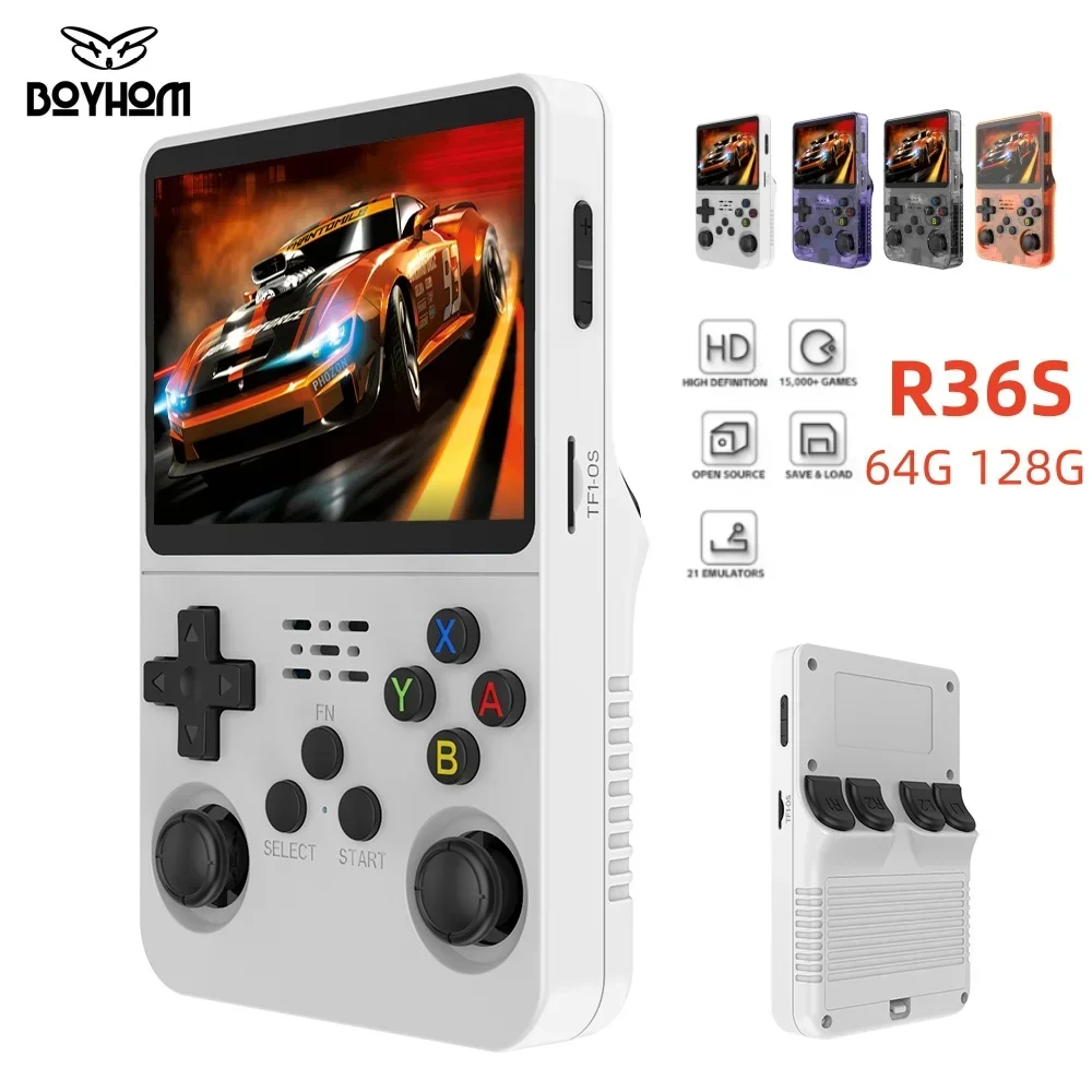 Open Source R36S Retro Handheld Video Game Console Linux System 3.5 Inch IPS Screen Portable Pocket Video Player 64GB 128G ARKOS