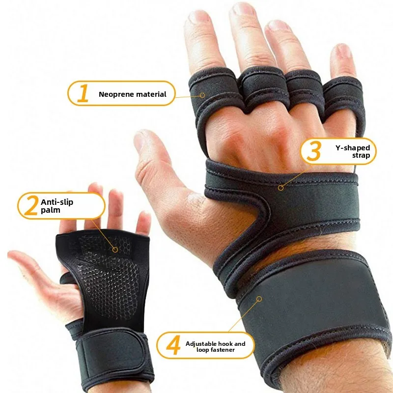 Durable Half Finger Sports Gloves with Adjustable Pressure Wrist Support and Silicone Non Slip Padding for Fitness Training