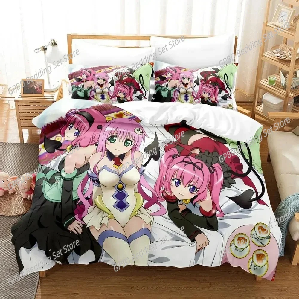 

Anime Yami To LOVE Ru Bedding Set Duvet Cover Bed Set Quilt Cover Pillowcase Comforter king Queen Size Boys Adult Home Textiles