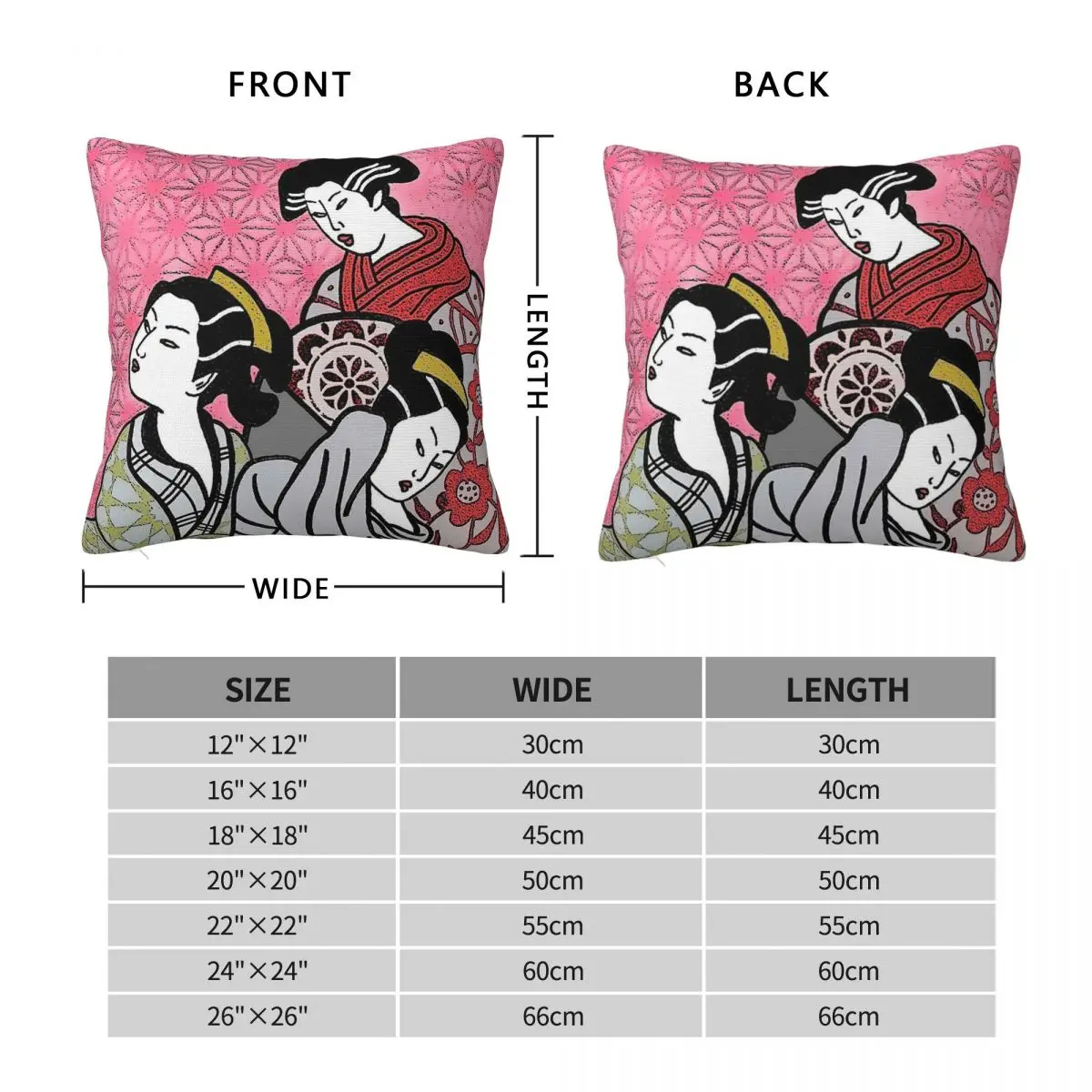 Japanese Geisha Girl Square Pillowcase Polyester Linen Velvet Pattern Zip Decor Sofa Cushion Cover 18