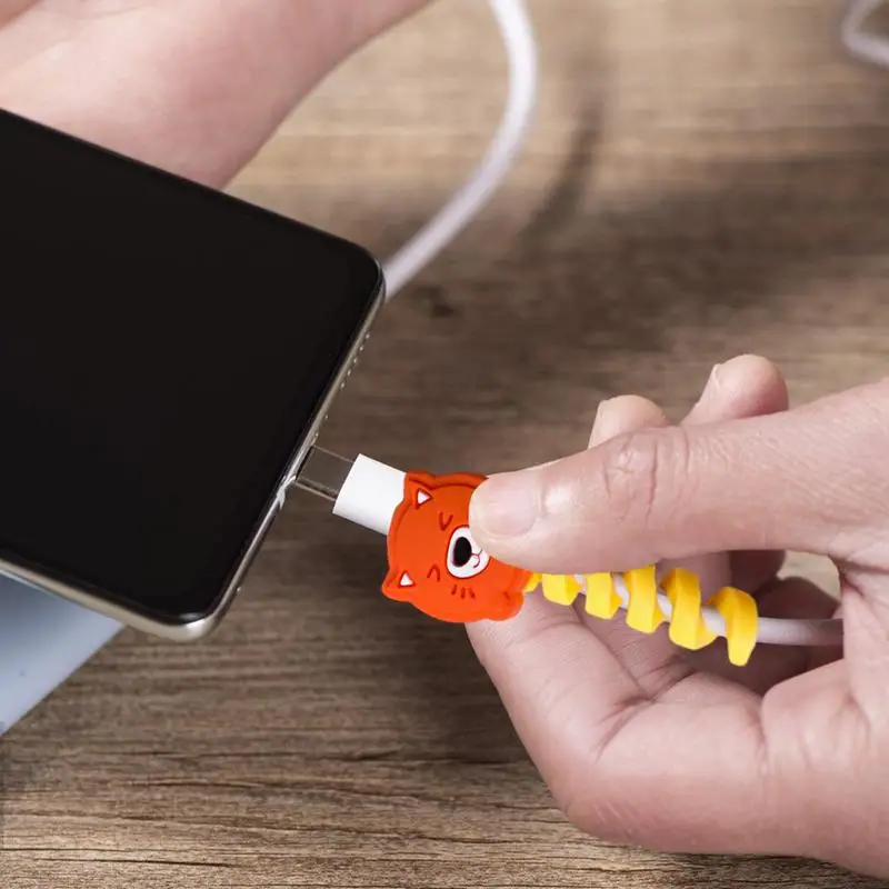 動物シリコン充電器ケーブルプロテクター、USB用のかわいいコードセーバー、カラフルな充電ケーブルオーガナイザー