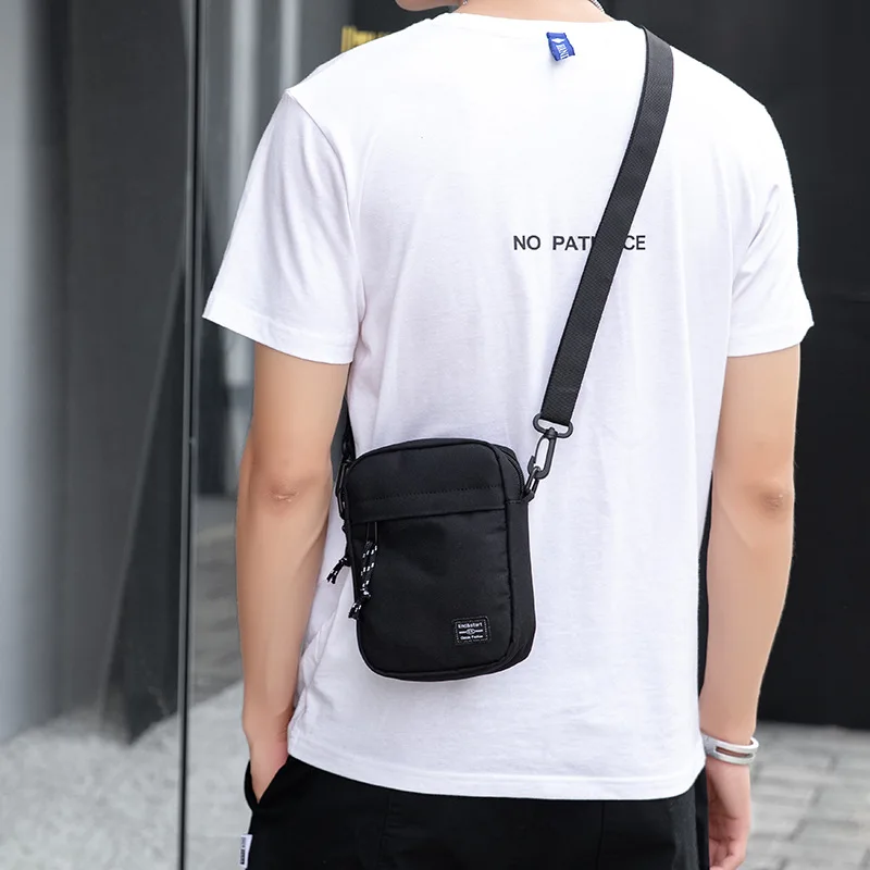 Fashion Men's Bag Canvas Small Shoulder Trendy Diagonal Chest Bags Lightweight Boy Mini Casual Mobile Phone Waist Pack 가방