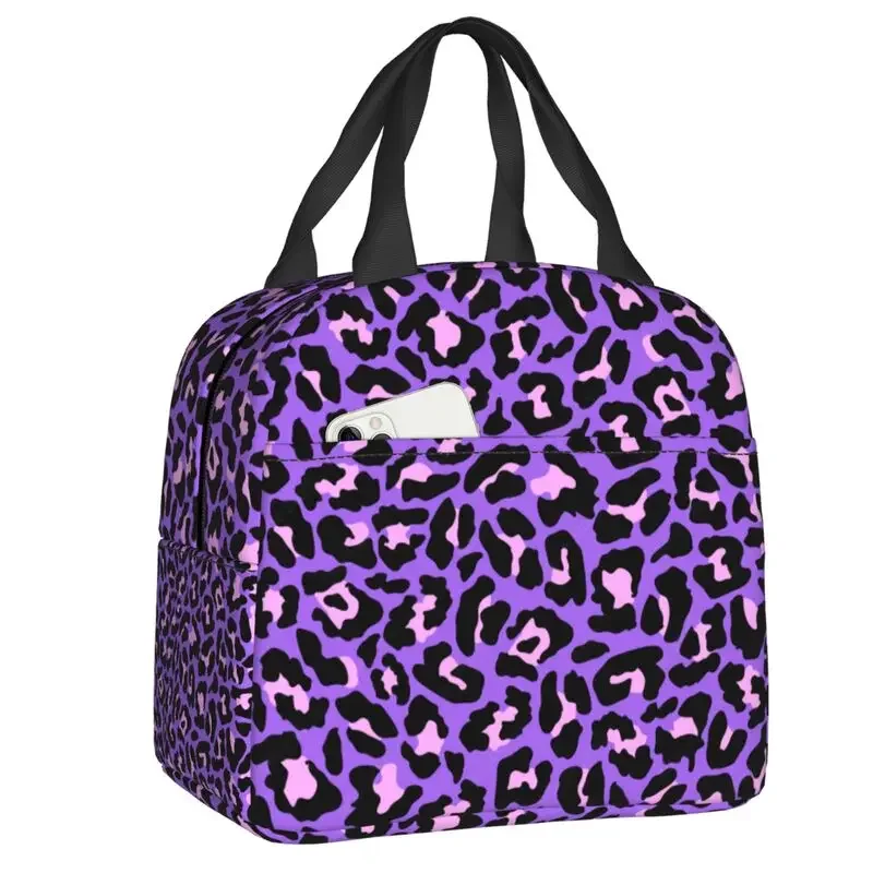 Leopard Print Insulated Lunch Bags for Women Animal Skin Resuable Thermal Cooler Food Lunch Box Work School Travel