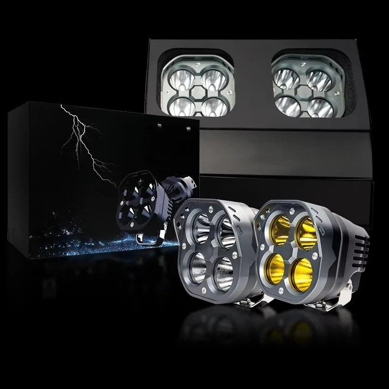 NUYEER High End Auto 120W LED Driving Lights 4.5 Inch Square Off Road LED Work Lamps for A-Pillar Truck Motorcycles