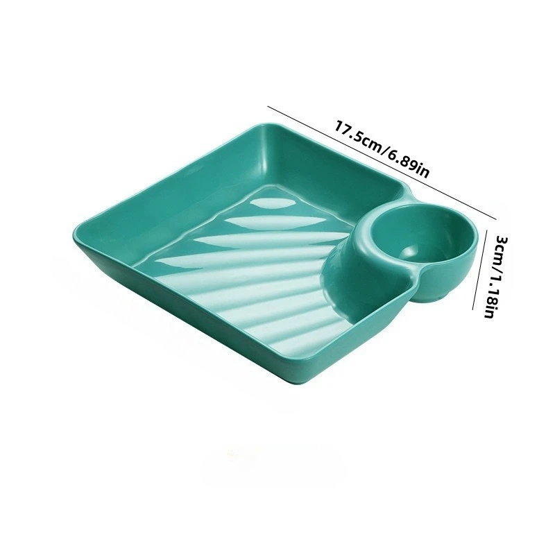 6Pcs/Dumpling Plate with Dipping Sauce, Household Plastic Dish Plate, Fried Chicken Tray, Dinner Plate, Fries and Dumpling Plate