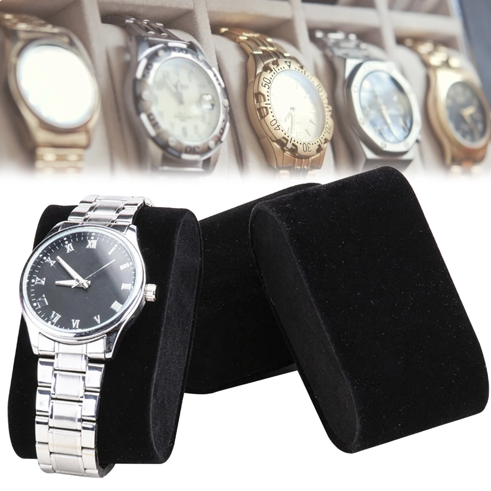 

Watch Support Pillow Watch Storage Box Velvet Pillow Holder Household Commercial Watch Display Frame Velvet Bracket Stand 1pc