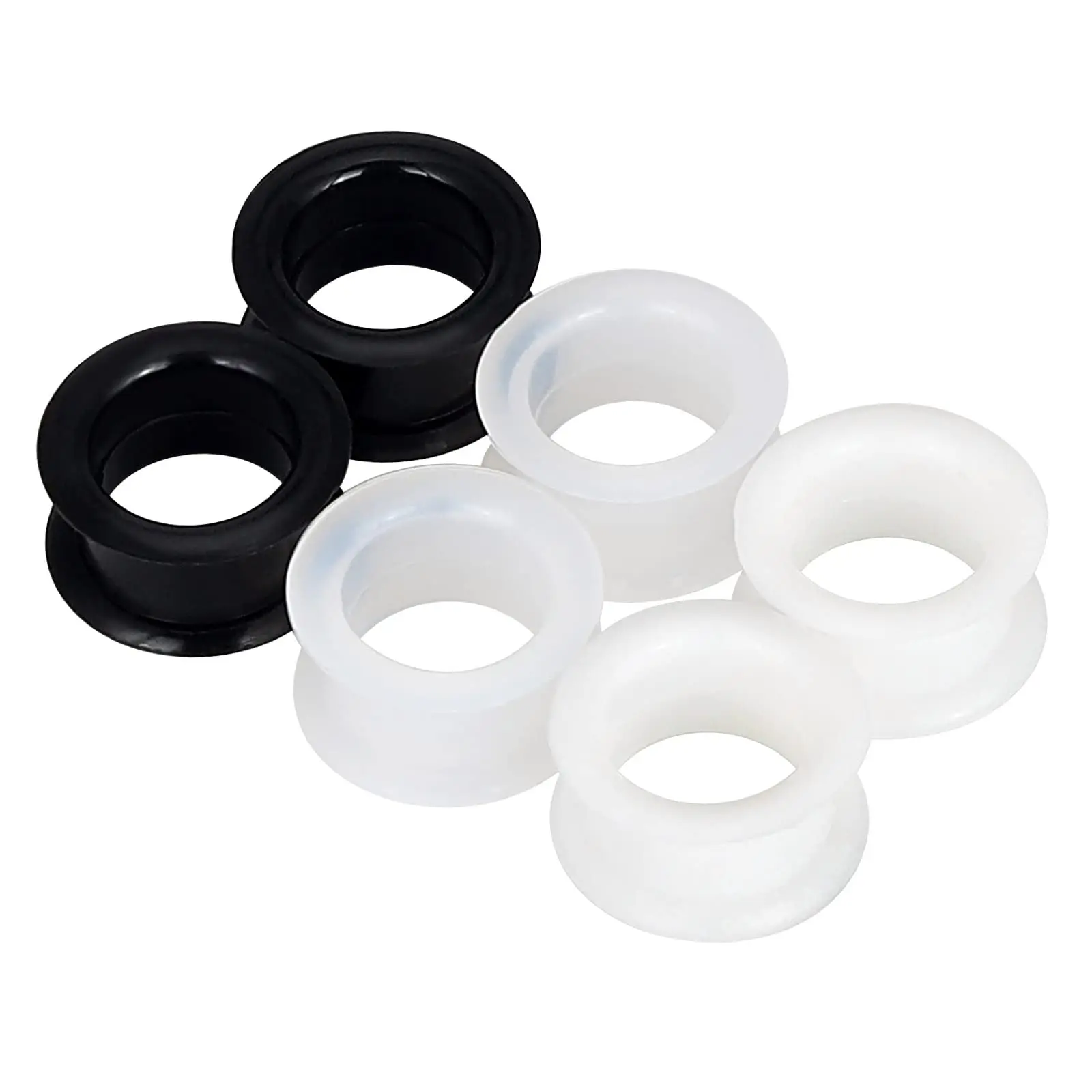 2PCS-6PCS Black Clear White Thick Silicone Tunnels Flexible Ear Skin Hollow Gauges for Ear Piercing 3-24mm