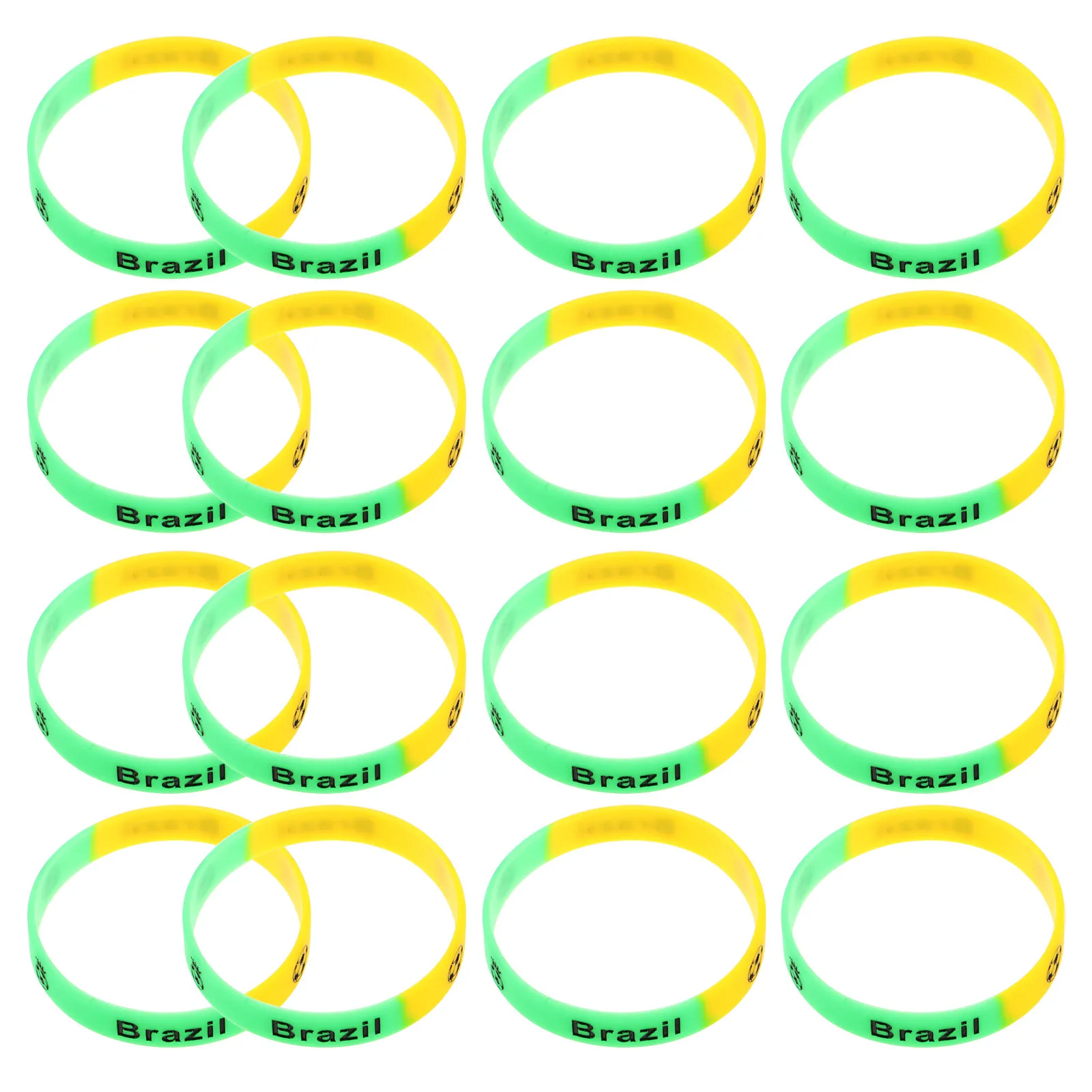20Pcs Soccer Silicone Wristbands Football Party Bracelets Rugged -Themed Wristband Brazil Football Goodie Bags