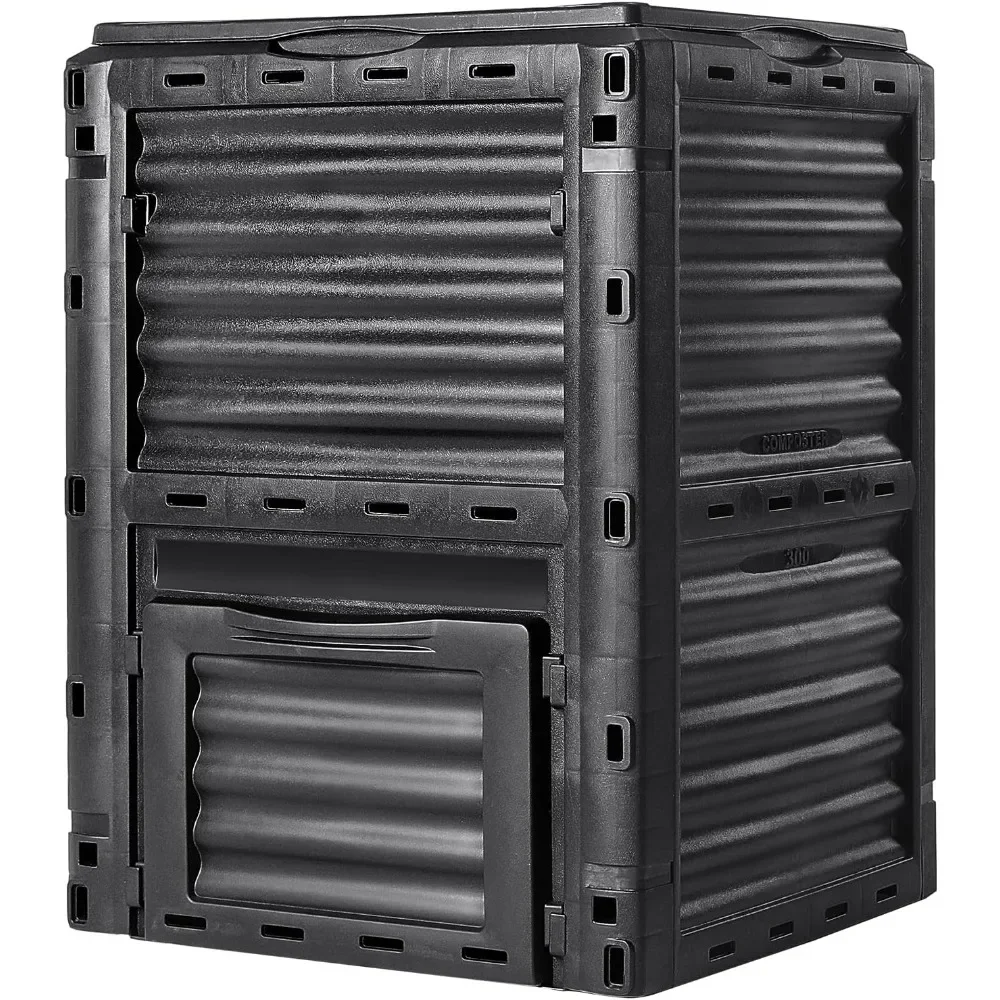 Garden Compost Bin 80 Gallon, BPA Free Composter, Large Capacity Outdoor Composting Bin with Top Lid and Bottom Door