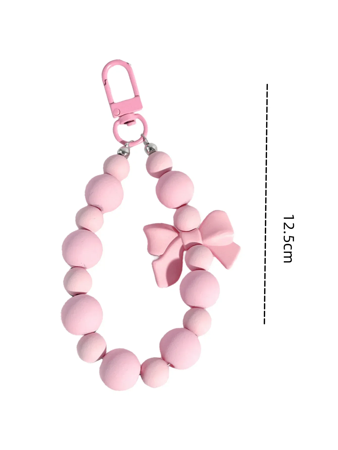 1pc Pink Pearl Bow Keychain Mobile Phone Chain Earphone Case Anti-Lost Strap Car Keychain Beaded Decoration Backpack Pendant Accessory Bag Accessories Gift Gift Accessories Decor For Teen Girls Women  image 3