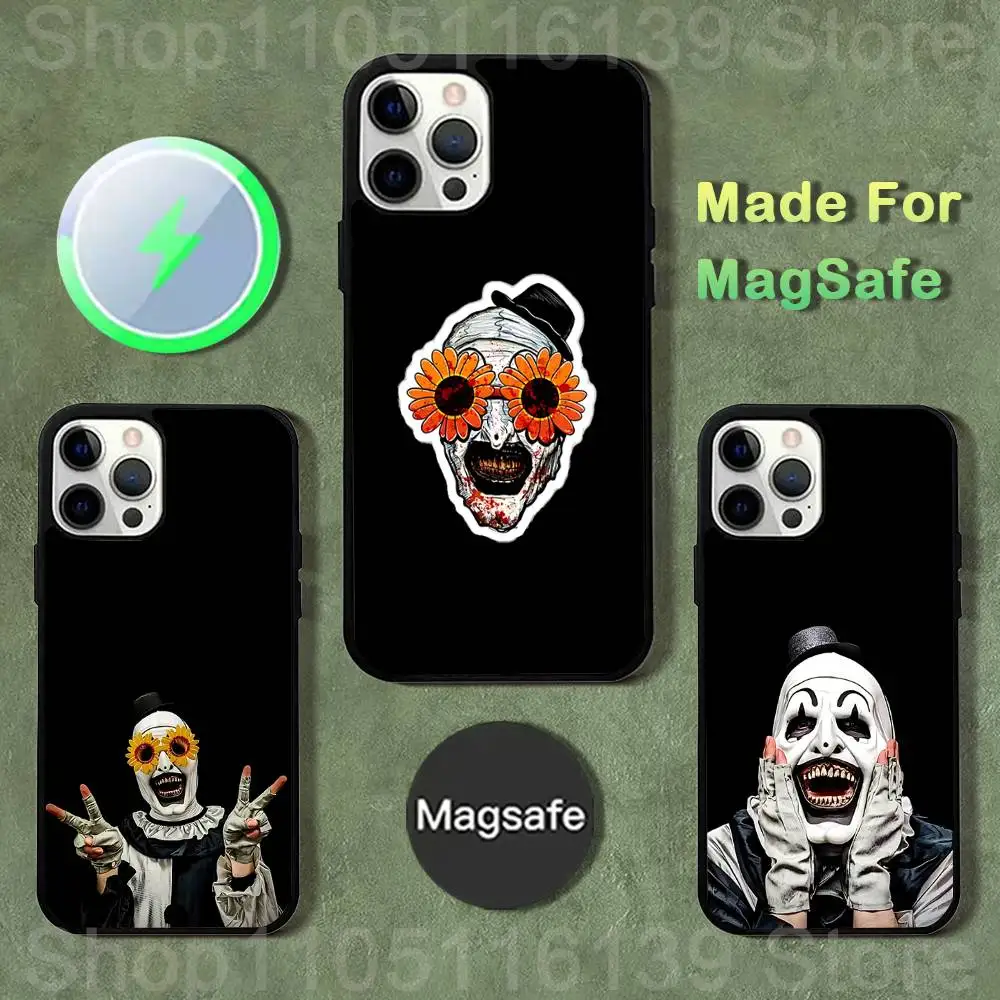 

Art the Clown horror T-Terrifie Case For iPhone 17,16,15,14,13,12,11,Pro,Max,Plus,Mini,SE4,E Magnetic Magsafe Wireless Charging