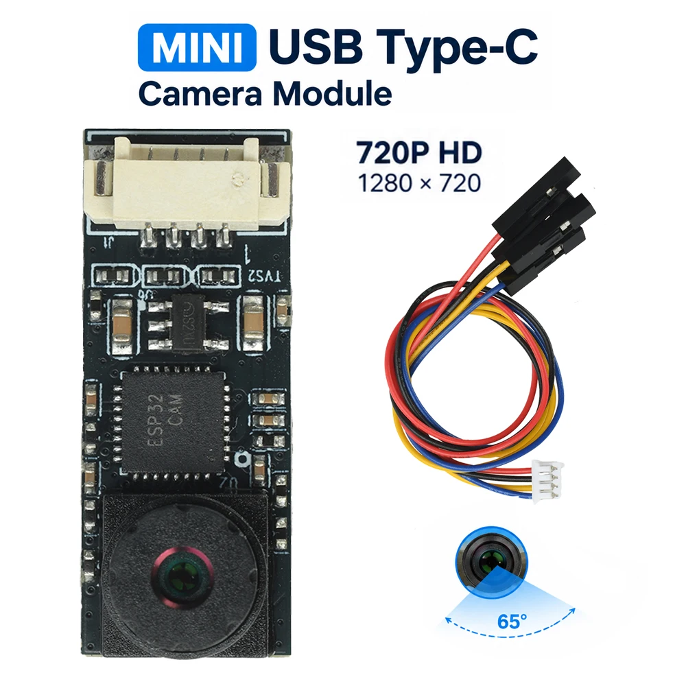 Mini USB Type-C Camera Module for ESP32S3 720P 1280*720 1MP 65 Degrees for ESP32-S3 Development Board,Replaces for OV2640/OV3660