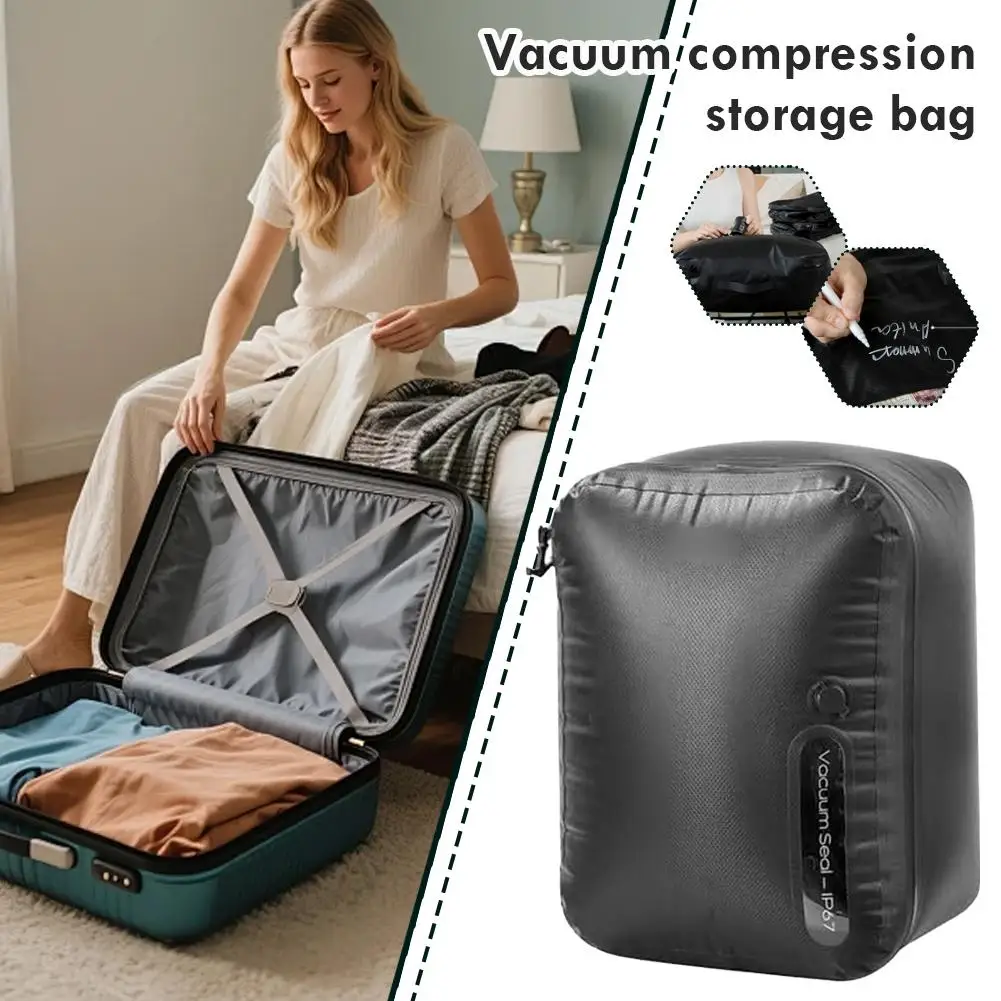 Sacchetti portaoggetti sottovuoto impermeabili Sacchetti di compressione in poliestere per vestiti salvaspazio a prova di muffa con valvola di rilascio dell'aria unidirezionale