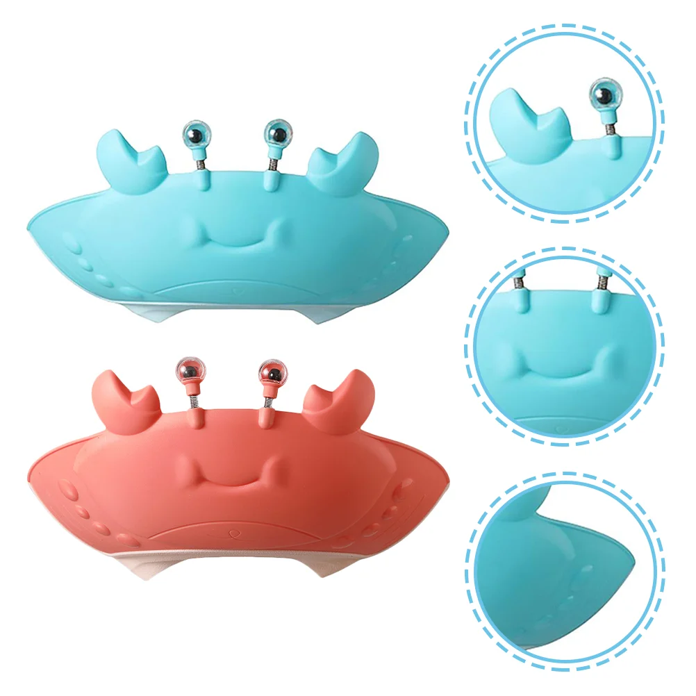 2 Pcs Crab Shampoo Cap Baby Shower Caps Kids Bath Hat Hair Washing for Toddlers Bathing Waterproof Window Visor