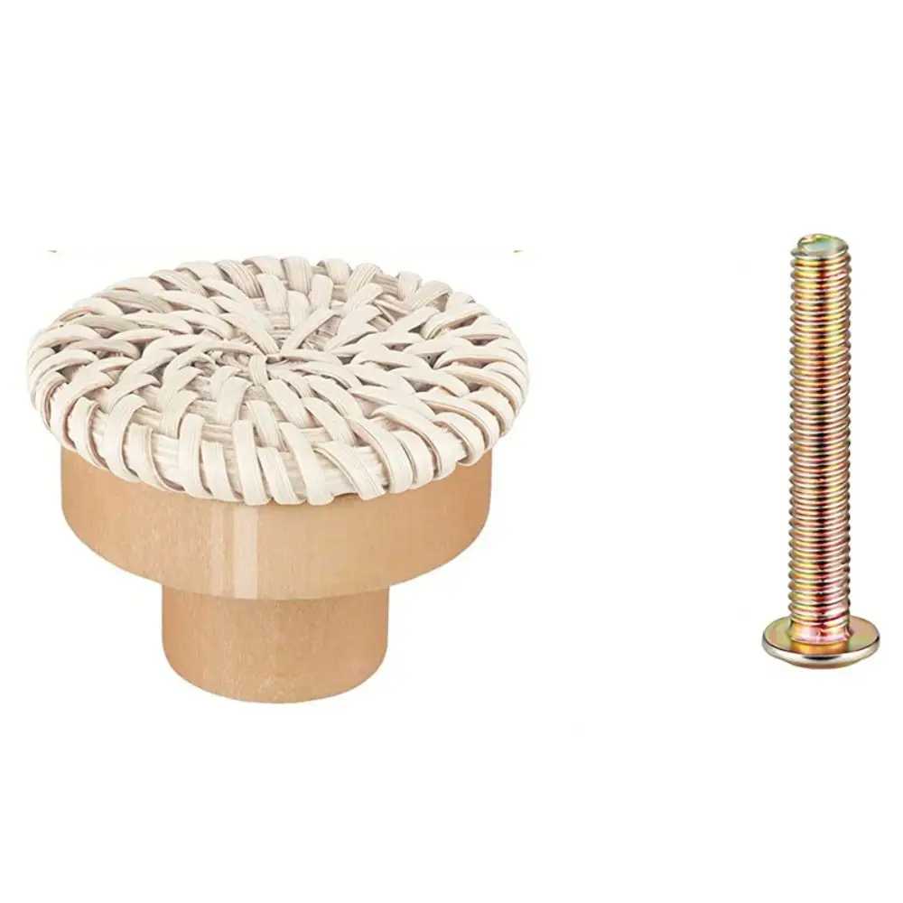 Cupboard Door Handle Wooden Handles Furniture Hardware Dresser Pulls Rattan Drawer Knobs Burlywood Cabinet Door