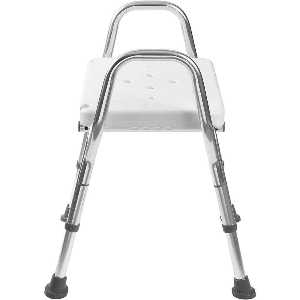 كرسي دش من الألومنيوم مع مقعد بلاستيكي للحوض والدش، تجميع غير قابل للانزلاق وخالي من الأدوات