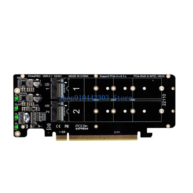 652F Double-sided Mini PCIE X16 To for M.2 M-key NVME Disks SSD for RAID Expansion Adapter Card