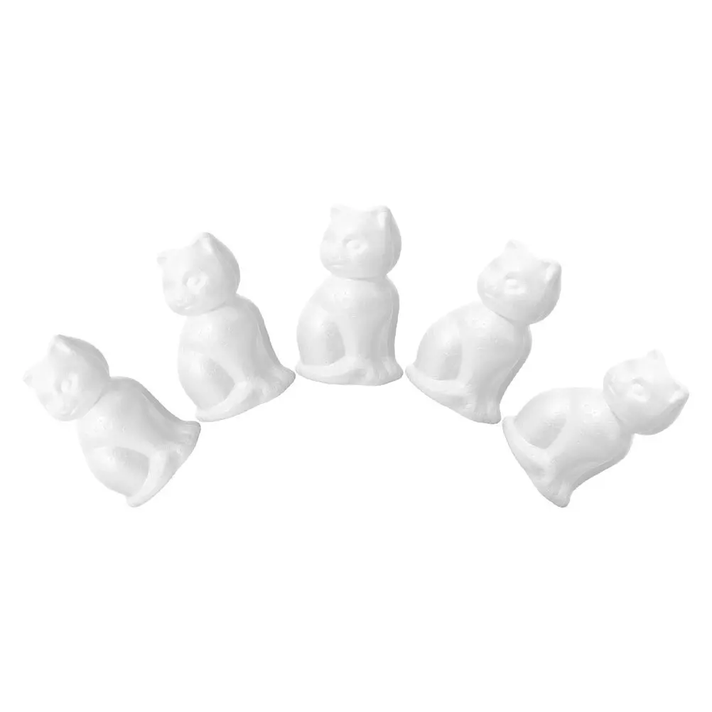 

5Pcs Blank Foam Cat Embryo Craft DIY Painting Supplies Kids Animal for School Projects Party DIY Crafts