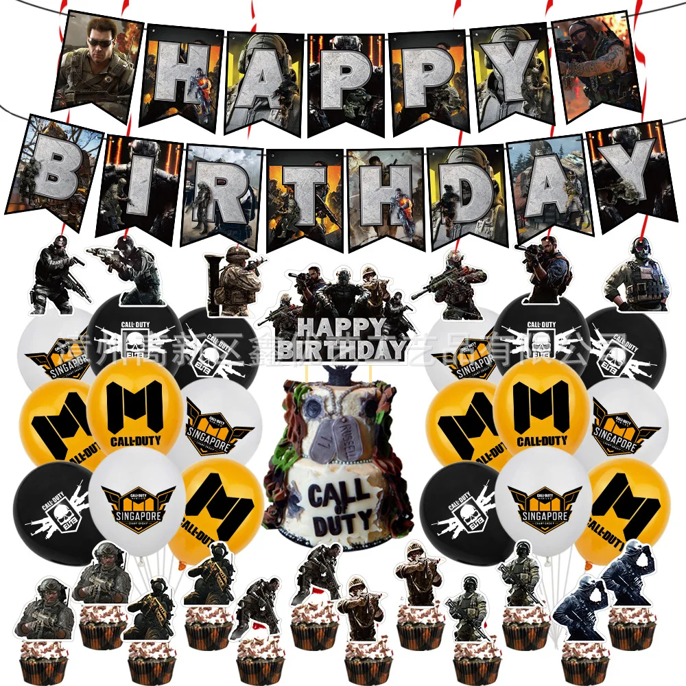 Call of Duty Game Anime Thema Wegwerp Feestartikelen Kinderverjaardag Banners Cake Toppers Ballonnen Feestdecoratiesets