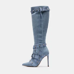 Women's Autumn and Winter European and American Style Rivet Motorcycle Boots Women's Sexy Nightclub Spicy Girl Zipper Boots