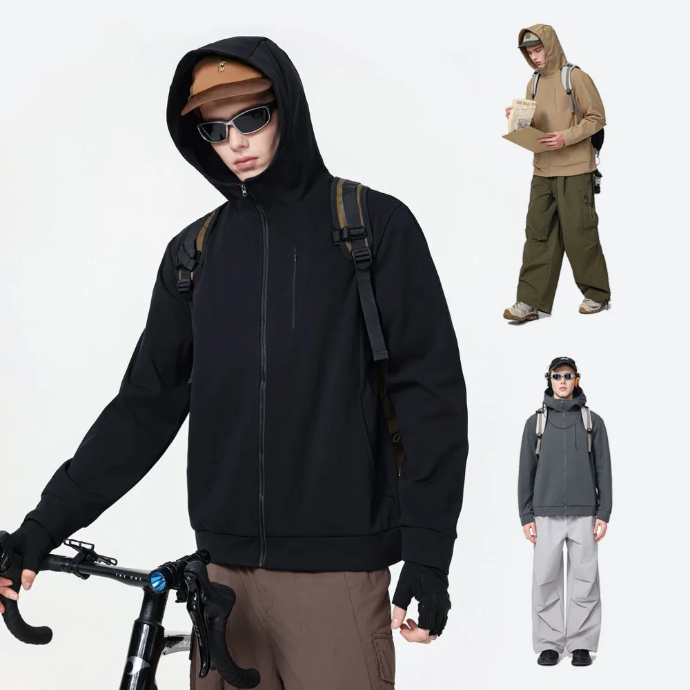 

Спортивная куртка на открытом воздухе, мужская модная повседневная техническая одежда, спортивная короткая куртка с капюшоном, женская базовая свободная быстросохнущая куртка, верхняя одежда