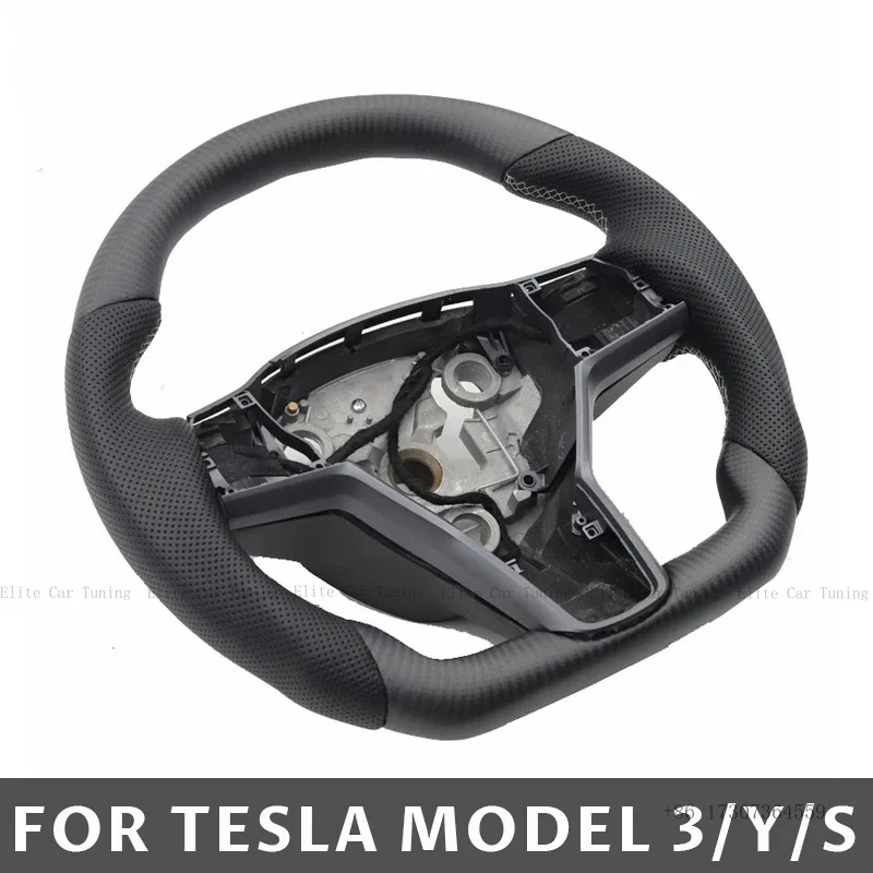 Car Matte Carbon Fiber Sports Steering Wheel with Heating for Tesla Model Y Model 3 Model S Replacement Parts Car Accessories