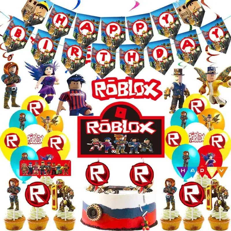 

ROBLOX украшение для дня рождения и вечеринки, кружка, тарелка, скатерть, одноразовая тарелка с воздушным шаром, посуда, подарок на день рождения для девочек, детей, мальчиков