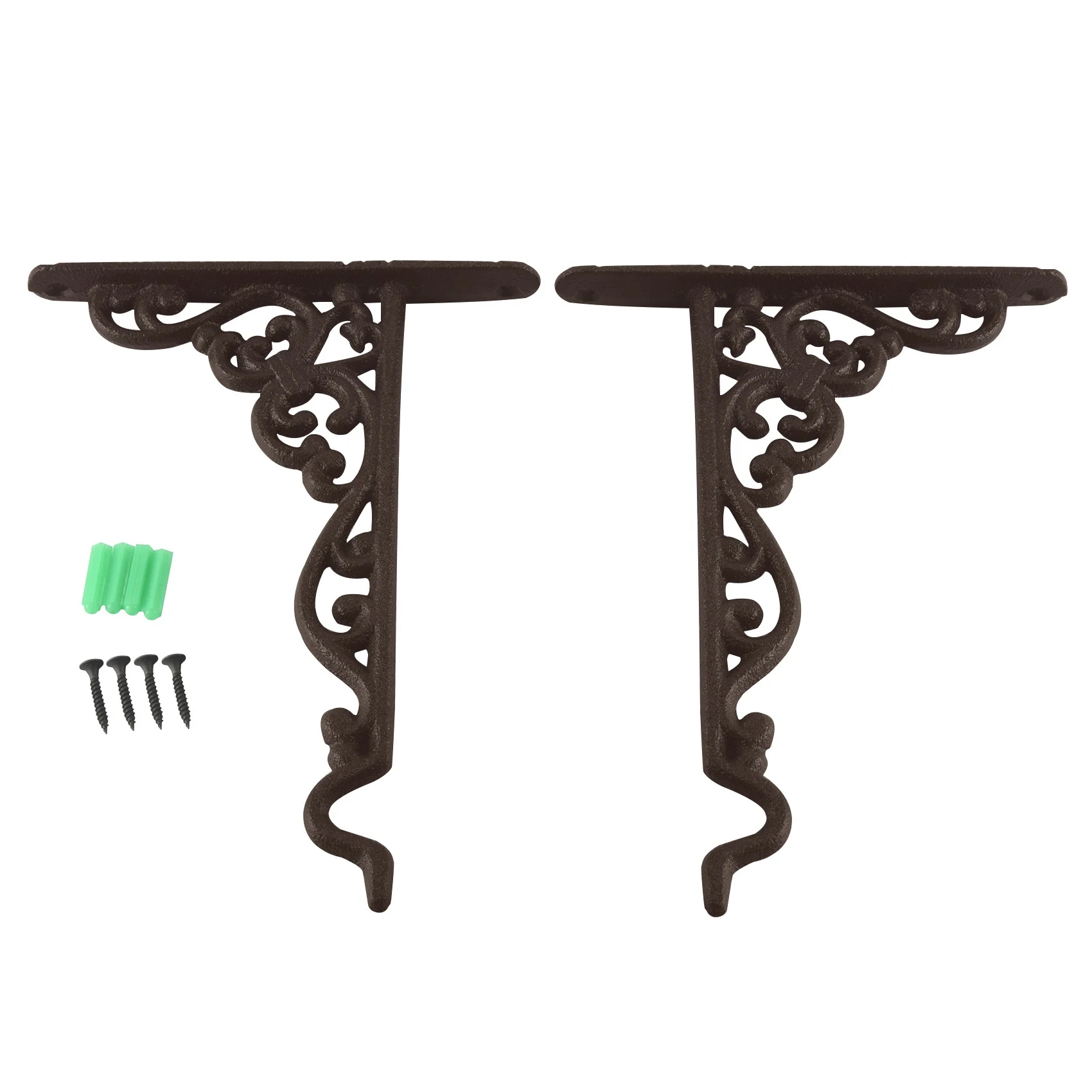 YLS-2 Pack Cast Iron Plant Hanger Hanging Planters Basket Wall Hook With Screws, Vintage Metal Wall Stands For Bird Feeders, Pla