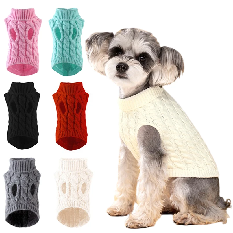 Pet Clothing Winter Warm Sweaters for Small Medium Dogs Turtleneck Knitted Puppy Cat Sweater Vest Chihuahua Yorkie Coat Jacket