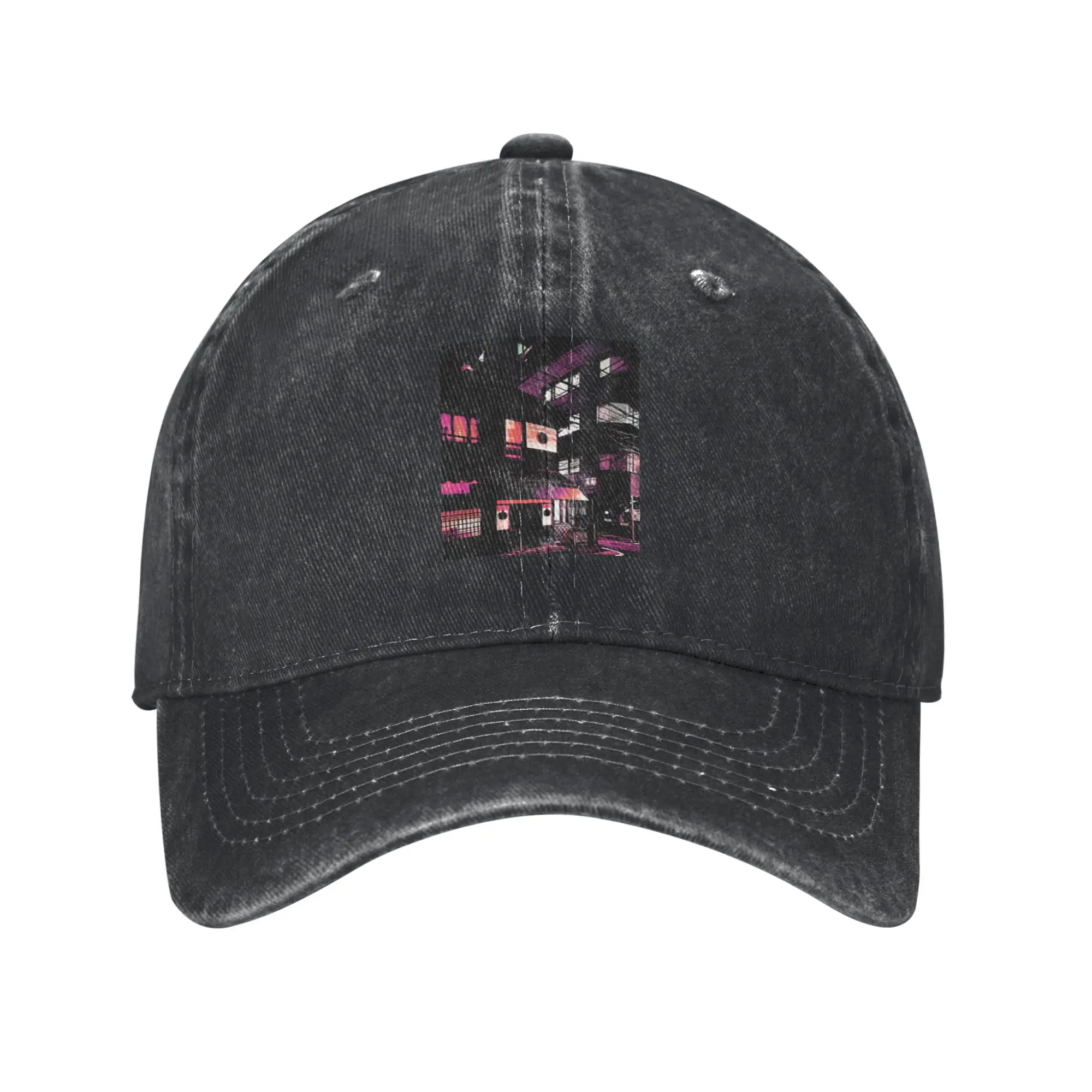 Anime city street at night Fashion Baseball Cap  Streetwear Hat Women's  Long Journey Hat Women's