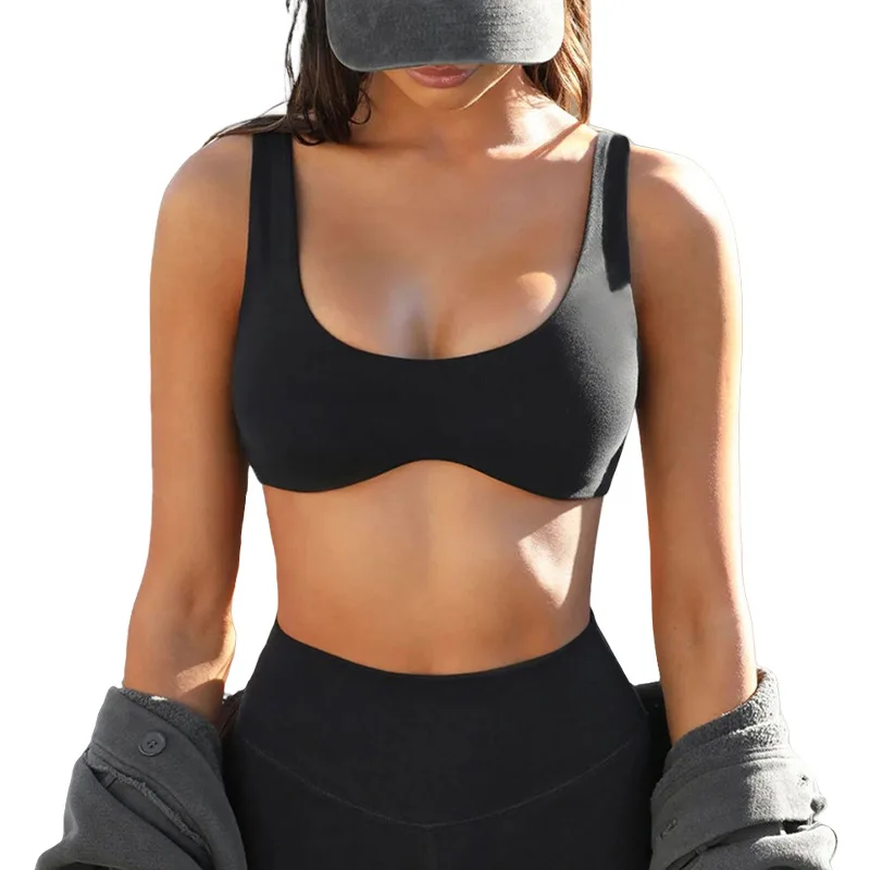 

Pmwrun women's LO Bra Yoga Vest Top Nude Fitness Sports Underwear Women's Shock-proof Fixed Cup Running Quick-drying Tight