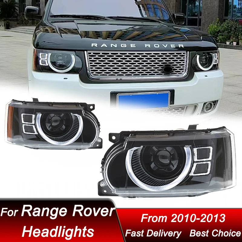 

Автомобильные фары для Land Rover Range Rover 2005-2013, стиль Defender, светодиодные фары в сборе, обновленный комплект аксессуаров для линз проектора