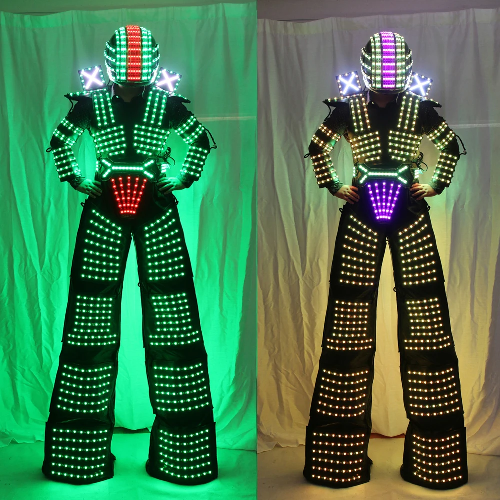 Traje de Robot LED Stilts Walker LED Light Robot Costume Clothing Event Kryoman Costume Led Disfraz De Robot