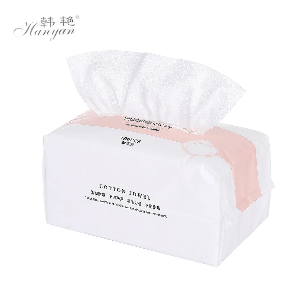 

100PCS Disposable Face Towel 100%Cotton Tissue Soft Facial Cleansing Reusable Wet And Dry Makeup Non Woven Towel clean towel