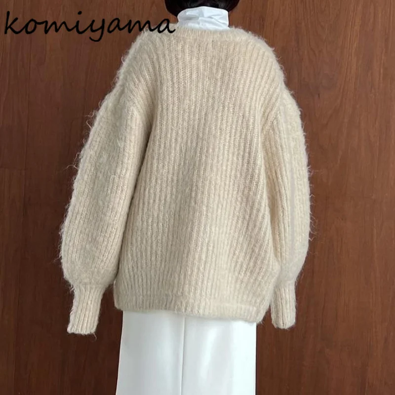 Spring Winter Warm Fashion Knitted Cardigan Mujer O Neck Long Sleeve Sweater Women Solid Color Loose Casual All Match Tops