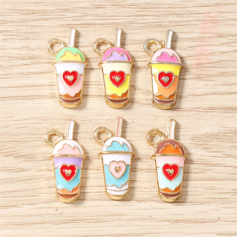 10 Stück niedliche Lebensmittel-Anhänger, Emaille-Eiscreme- und Getränke-Anhänger für die Schmuckherstellung, Ohrringe, Halsketten, Armbänder, Bastelbedarf für DIY-Projekte. – Detail 7