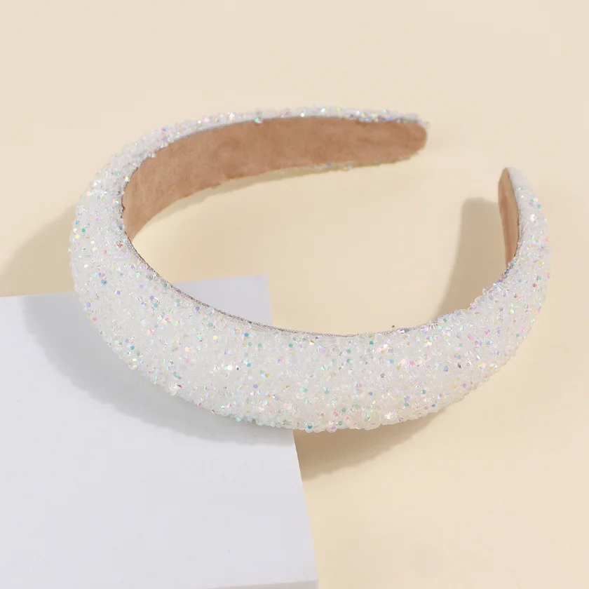 Glitzerndes Strass-Perlen-Haarband Vintage Dickes Schwamm-Stirnband Modisches Rutschfestes Haarband für Frauen Mädchen Abendkleid-Dekoration – Detail 11