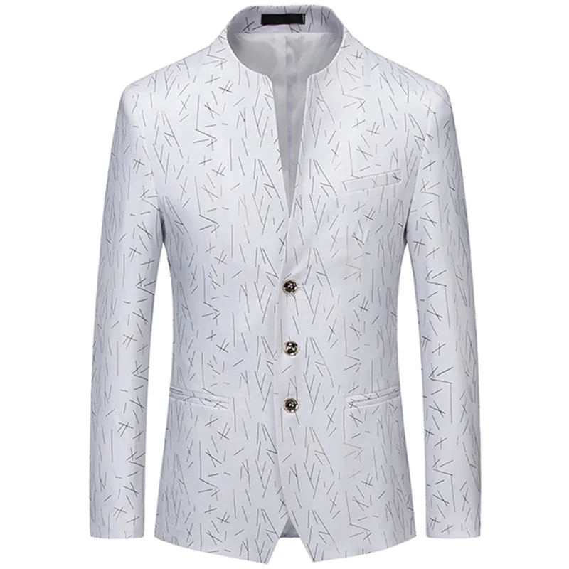 

2024 Fashionable New Men's Casual Slim Fit Single Breasted Personalized Printed Slim Fit Suit Jacket