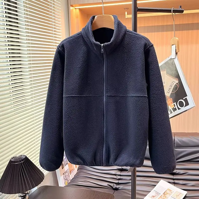 

Женская утепленная ветрозащитная куртка с двусторонним флисом, воротником на молнии, длинными рукавами, из смесового хлопка и полиэстера