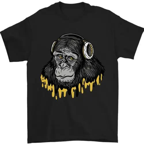 Monkey DJ Headphones Music Mens T-Shirt 100% Cotton