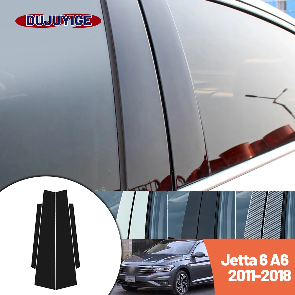 

Bright black carbon fiber door and window B C Pillar sticker suitable For Volkswagen Jetta 6 MK6 A6 2011-2018 2012 2013 2014
