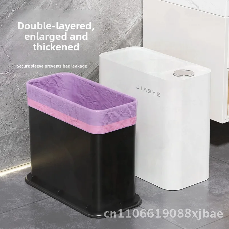 

Large Capacity Press Trash Can 12L+ Household Bathroom Kitchen Narrow Gap Square Plastic Bin in Various Colors - Hand-Press