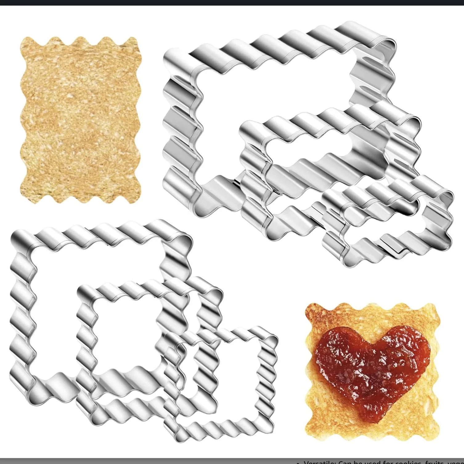 

【6 Pack Baking Mold Set】Scalloped Edge Cookie Cutters, Decorating Tools, Wave Pattern Press for Bread, Toast-DIY Pastry Supplies