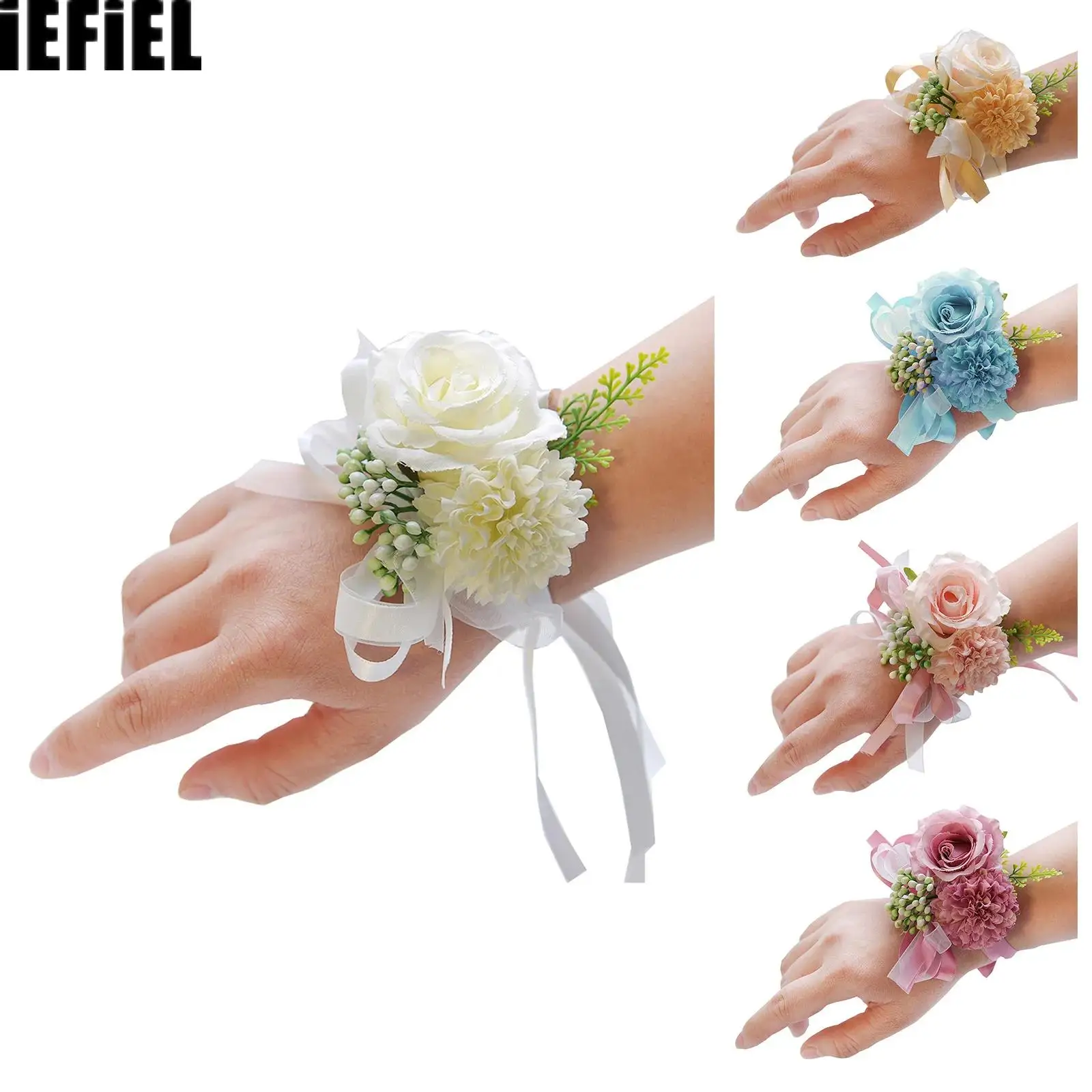 

Groomsmen Homecoming Prom Flowers Wedding Bride Groom Bridesmaids Flowers Artificial Wrist Corsage Flower