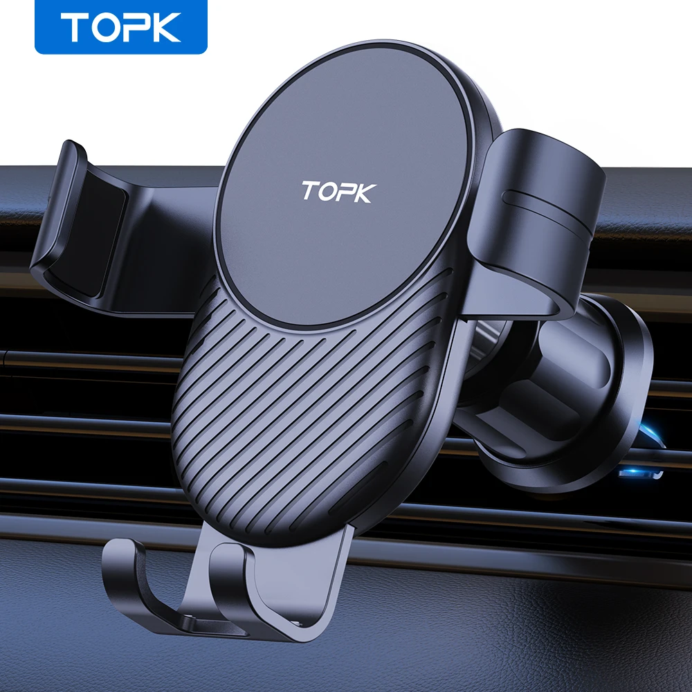 Topk Autotelefon halter für Auto entlüftung, verstellbarer Metallhaken-Handy halter mit Schwerkraft sensor für Auto entlüftung für alle Telefone