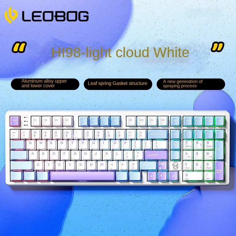 Imagem -05 - Leobot-aluminum Alloy Wired Teclado Mecânico Hot Swap Pbt Junta Rgb Personalizada para Gamer Presentes de Escritório Hi98 2.4g