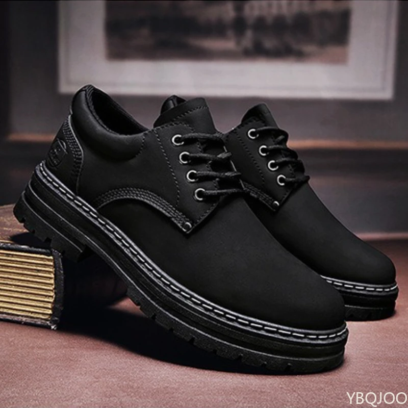 

Весенне-осенняя уличная мужская повседневная кожаная обувь большого размера, простая удобная нескользящая износостойкая мужская обувь