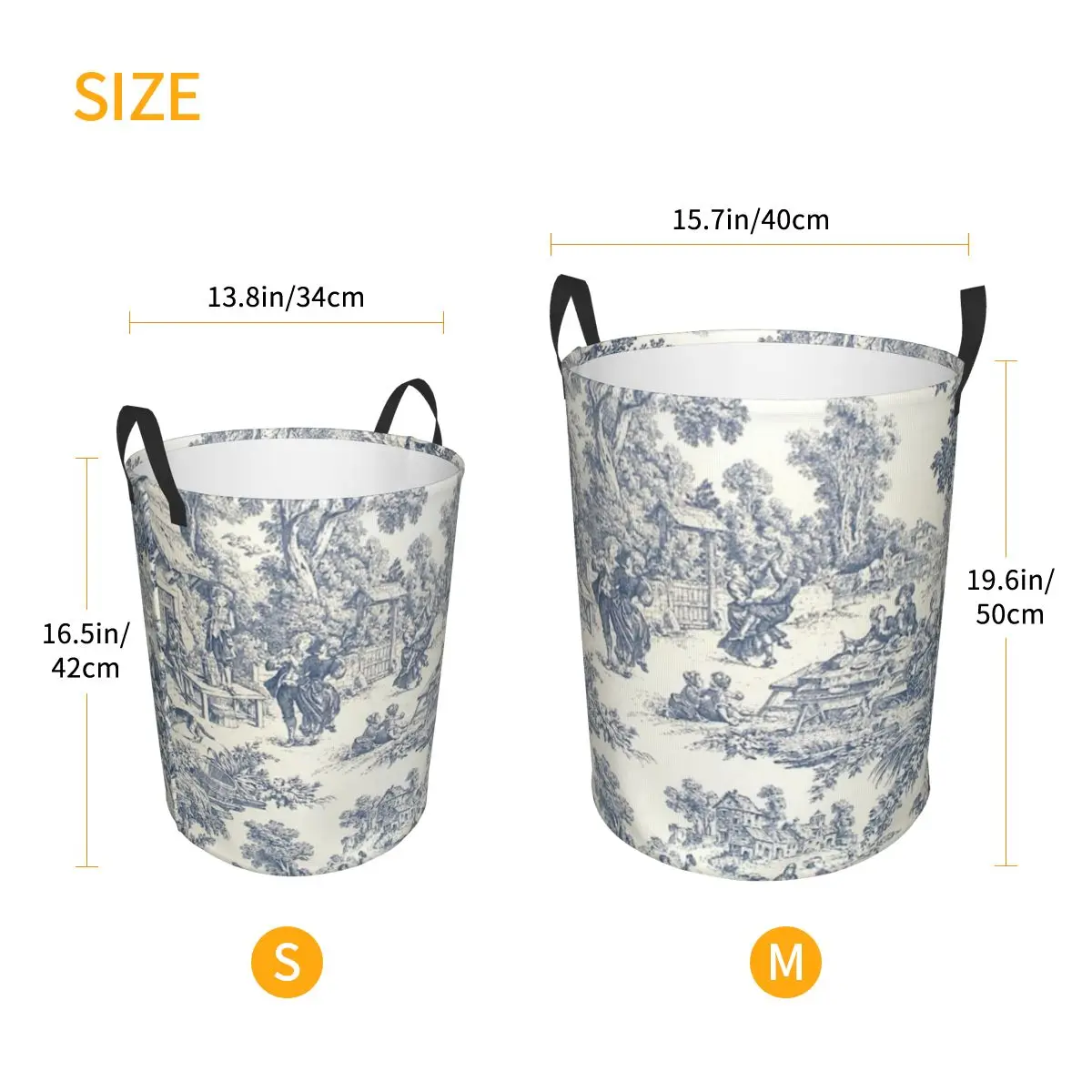 Toile De Jouy Number 2 Foldable Laundry Baskets Dirty Clothes Toys Sundries Storage Basket Large Waterproof Bucket For Home Kids