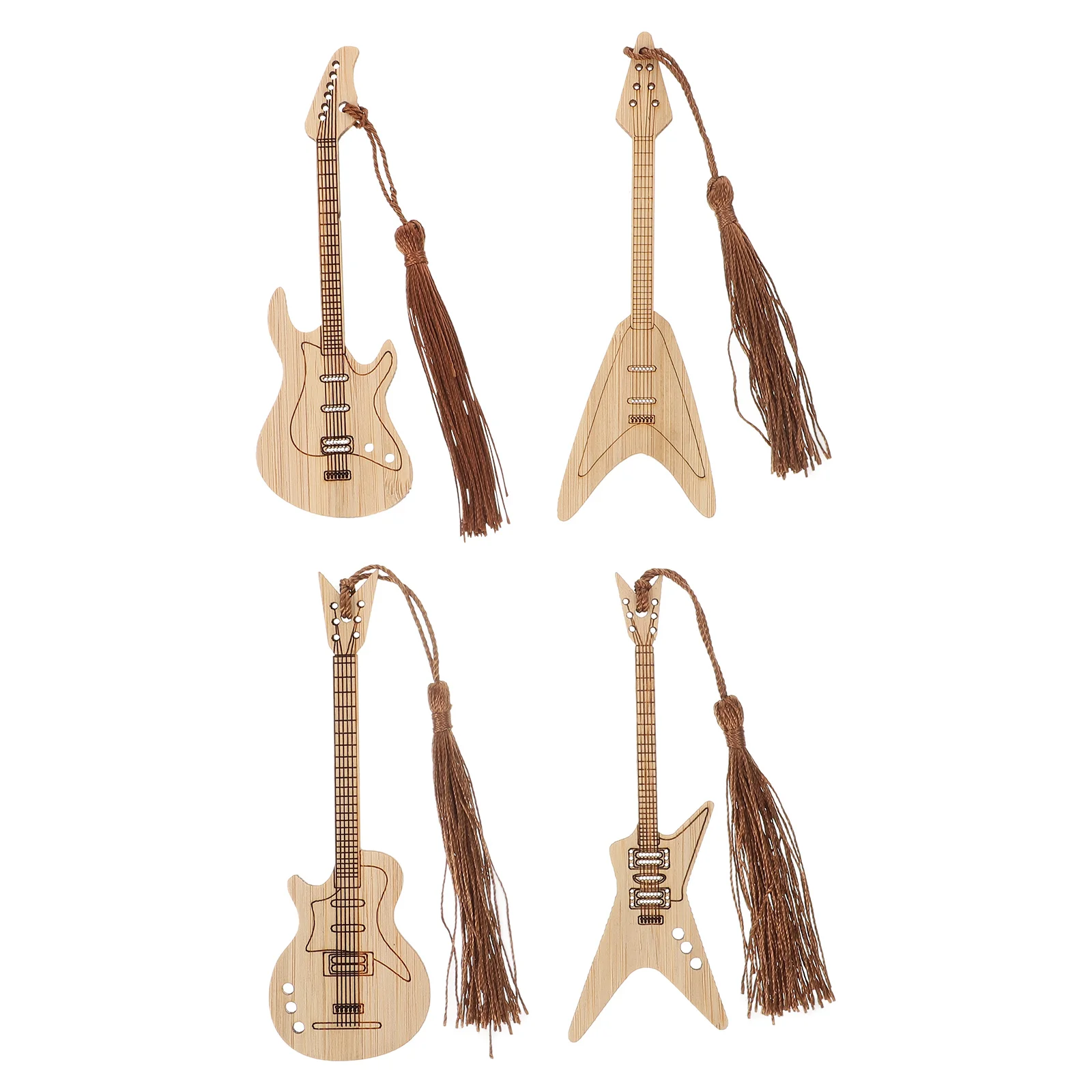 

4 Pcs Kids Musical Instruments Bookmark Marks Blank Students Gifts Guitar Shaped Child