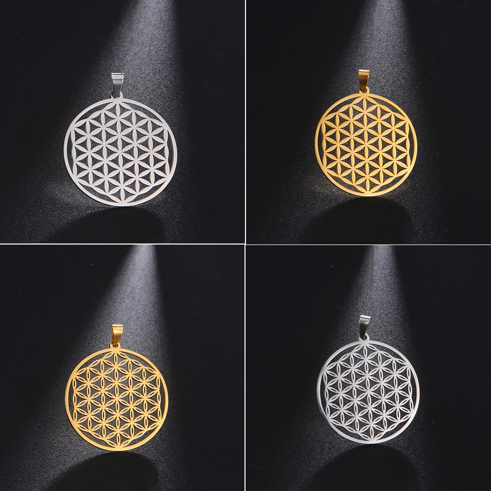 32x30mm Kwiat Życia ze stali nierdzewnej Biżuteria Charms Diy Naszyjnik dla kobiet Ręcznie robione kolczyki Bransoletki Wisiorki Akcesoria